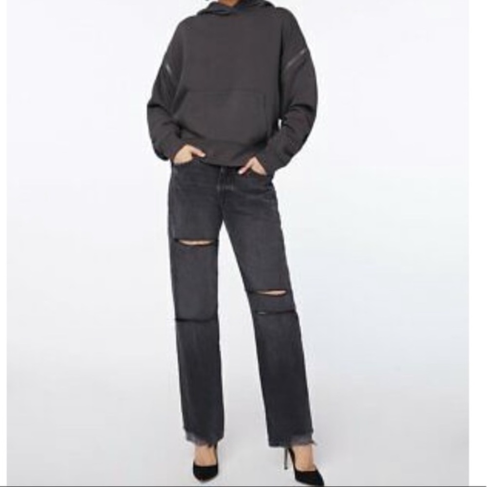 New! FRAME DENIM x Imaan High Rise Le Slash Straight Jean Denim Cornell